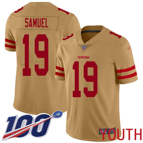 San Francisco 49ers Limited Gold Youth Deebo Samuel NFL Jersey 19 100th Season Vapor Untouchable Inverted